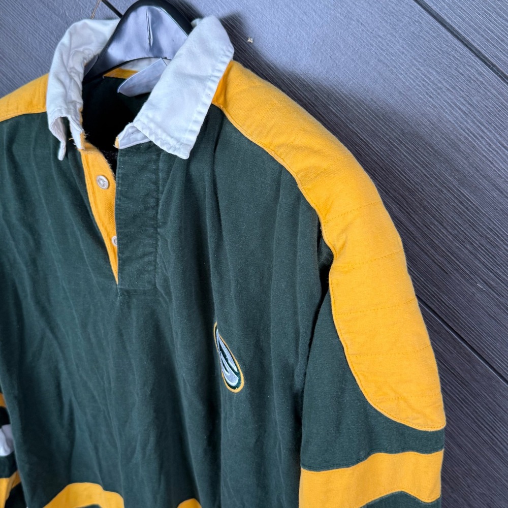 NFL Game Day Logo 7 Green Bay Packers Vintage Medium Padded Rugby Shirt 90's - Picture 3 of 7